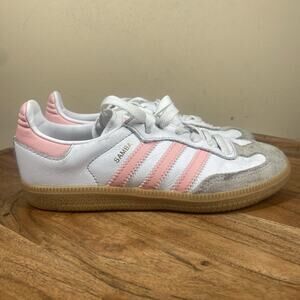 Adidas Samba Girls Kids Toddler White Pink Gum Size 1Y Shoes Sneakers